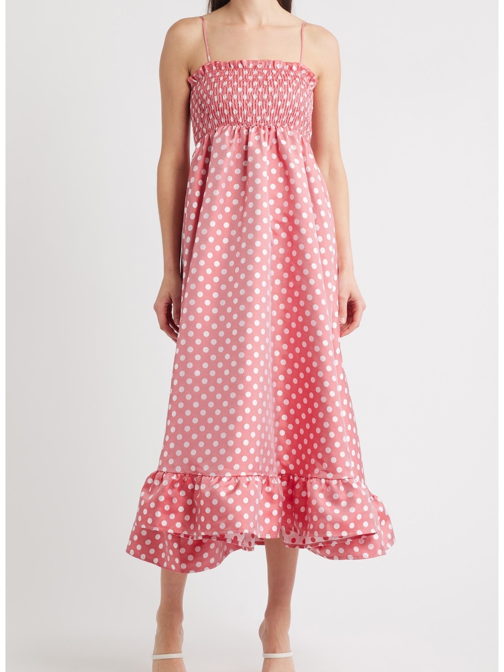 Sister Jane Red Polka Dot Smocked Midi Dress